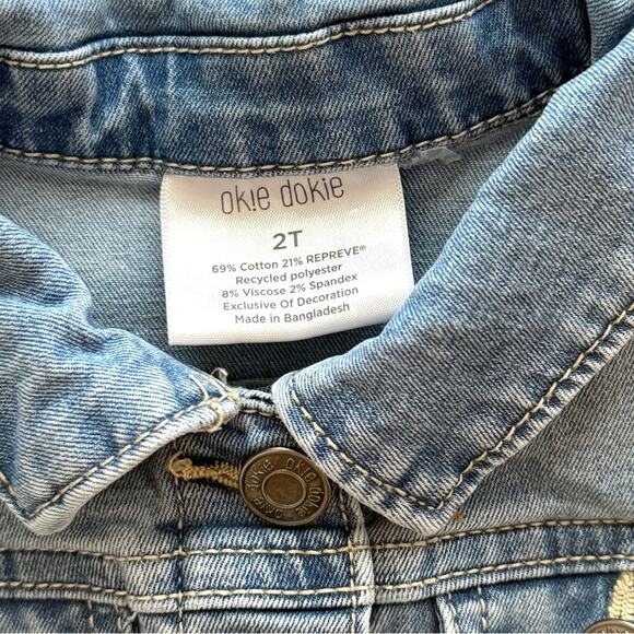 Kids Okie Dokie Repreve Cotton Blue Denim Jacket Snap Buttons Size 2T - Picture 6 of 7